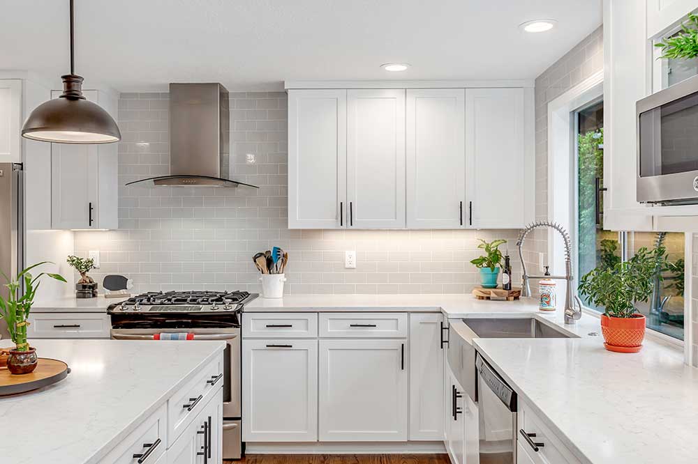 Portland Contemporary Kitchen with White Cabinets and Clean Design