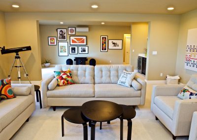 Basement Remodel in Happy Valley with Lots of Seating and Artwork