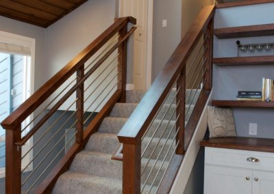 Cable Railing with Hardwood in West Linn Living Room Remodel