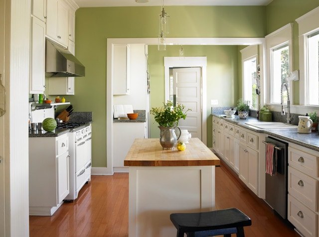 Craftsman Style Kitchen with Wood Flooring