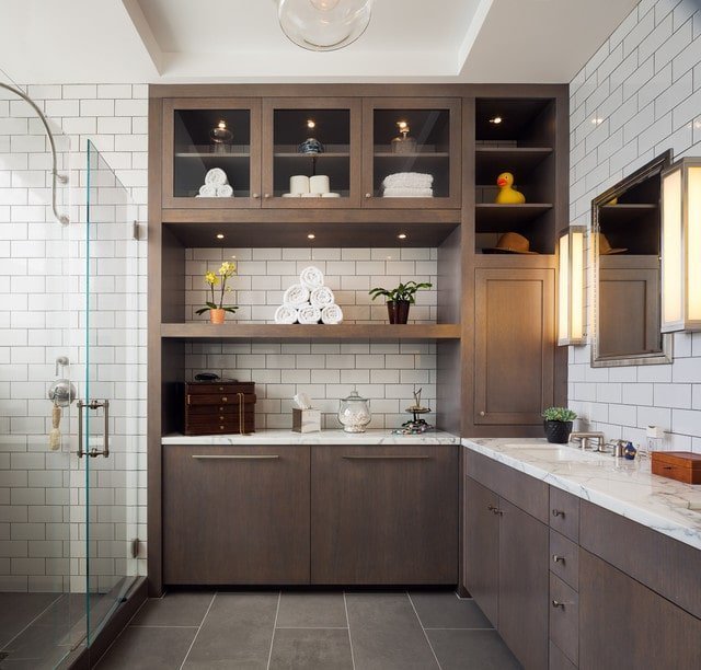 Modern Bathroom with Subway Wall Tile Design